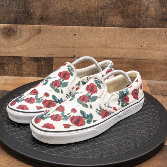 Vans Other - VANS SLIP ON ROSE ALL OVER PRINT MENS ATHLETIC SHOES RETRO SKATE SNEAKER SZ 10.5